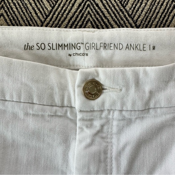 White Chico’s Women’s So Slimming Girlfriend Ankle Jeans Chico size 2 = 12 - Picture 2 of 14